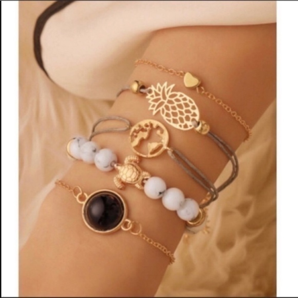 5 piece bracelet set beach theme